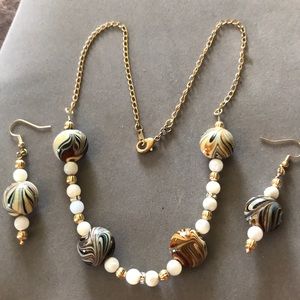 Handcrafted set - one of a kind necklace/earrings
